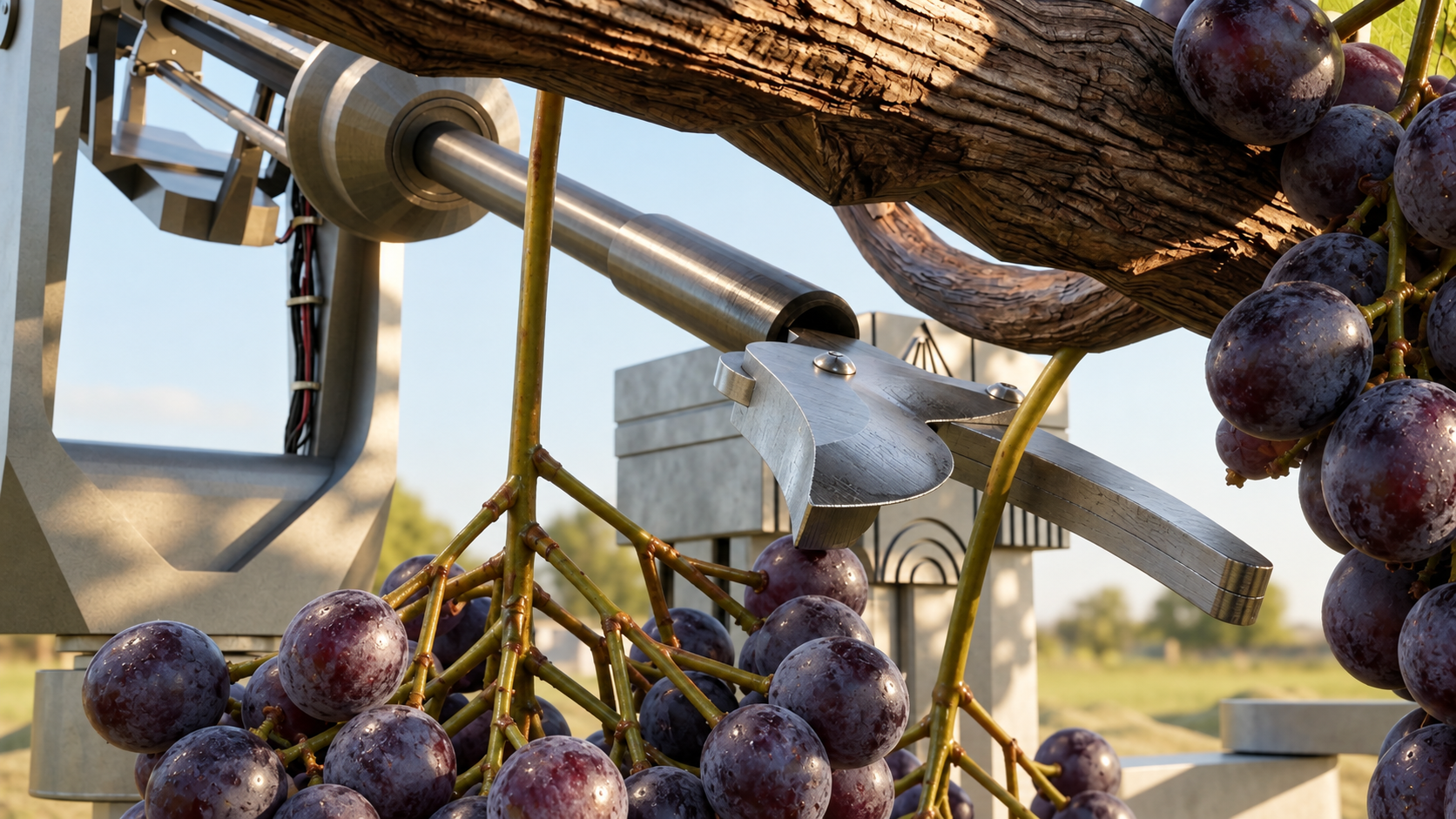 HARVIER concept rendering cutting a grape cluster stem